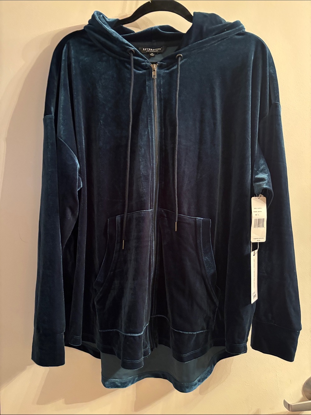 Elevated Velvet Zip-Up Hoodie - Deep Teal